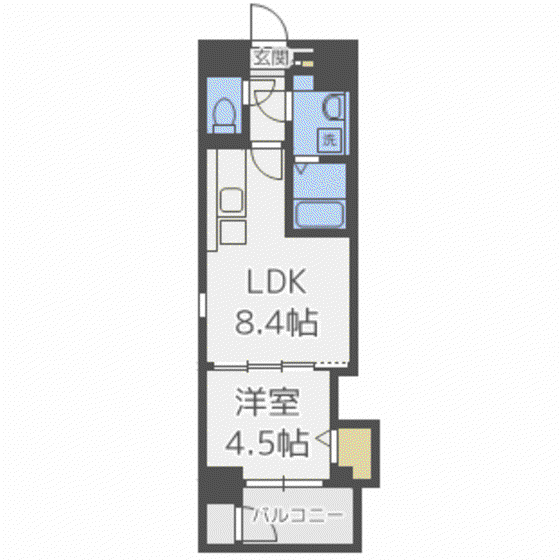 エルヴィータ駅南(1LDK/4階)の間取り写真