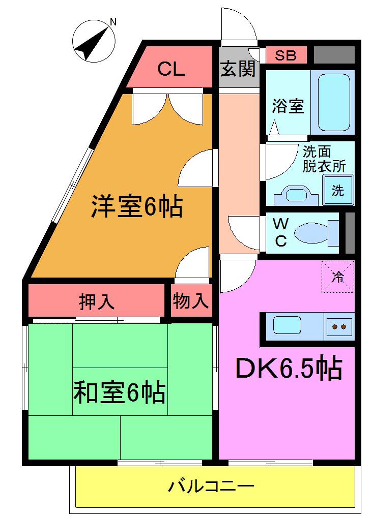 アーバンハイツ市川(2DK/3階)の間取り写真