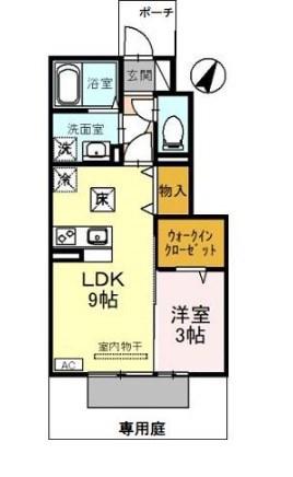 セジュール・ローズコート(1LDK/1階)の間取り写真