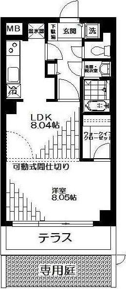 ラフレシール市川(1LDK/1階)の間取り写真