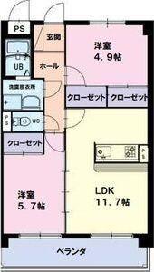 プリリアンスTAKEKOSHI(2LDK/3階)の間取り写真