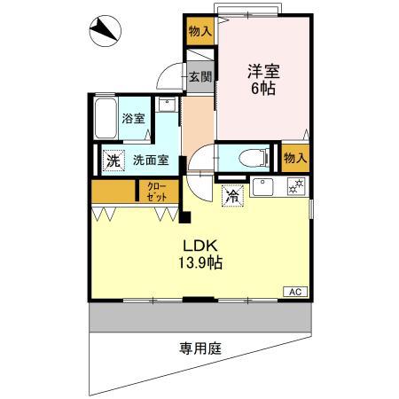 ミーツ・ハオス(1LDK/1階)の間取り写真