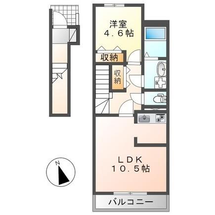 ショコラ(1LDK/2階)の間取り写真