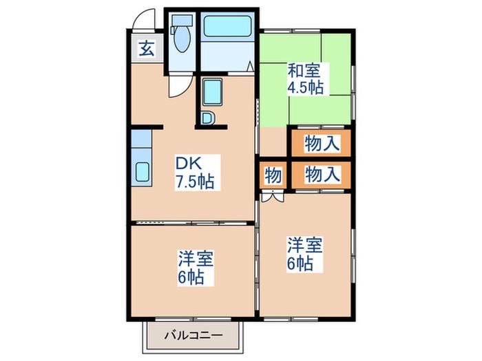 コーポS(3DK/2階)の間取り写真