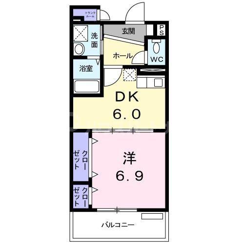 アーバンウィンズ3(1DK/6階)の間取り写真