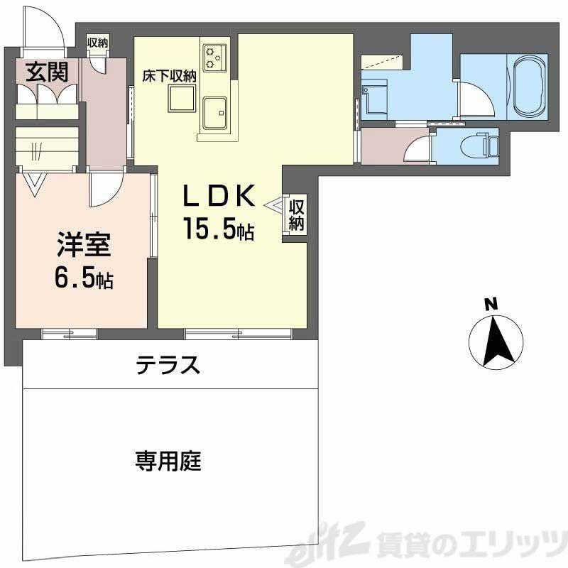 ユイロ中津(1LDK/1階)の間取り写真