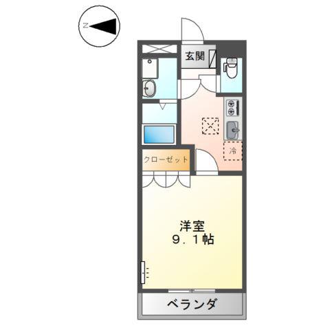レジデンス明神(1K/1階)の間取り写真