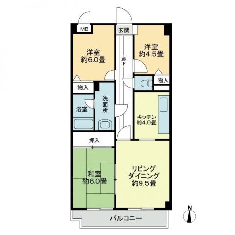 スカール西条(3LDK/4階)の間取り写真