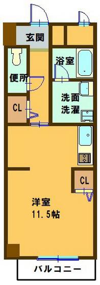 パルロイヤル東島田(ワンルーム/4階)の間取り写真