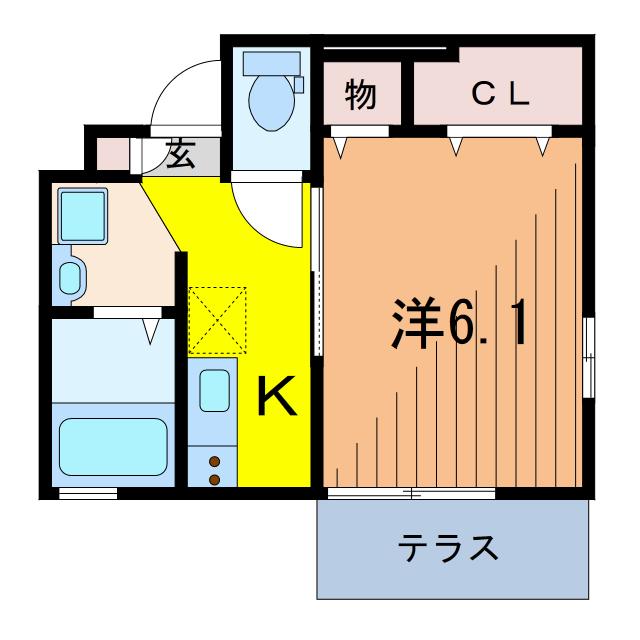 マーブル(1K/1階)の間取り写真