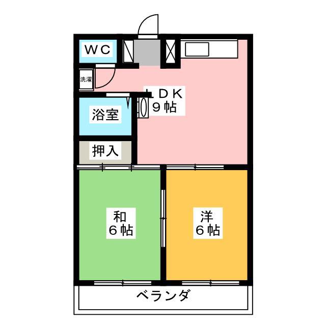 シャトレ所沢(2LDK/2階)の間取り写真