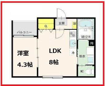 メイユー(1LDK/2階)の間取り写真