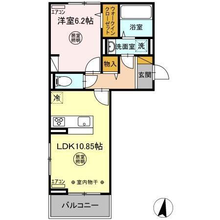 フィオーレ北子安(1LDK/3階)の間取り写真