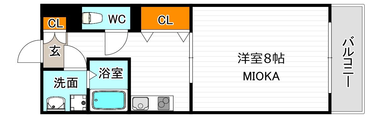ロネスタ 長居西(1DK/3階)の間取り写真