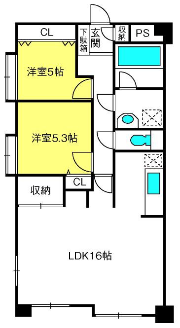 アズ北浦和レジデンス(2LDK/1階)の間取り写真
