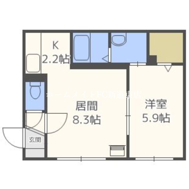 WITH PET 新道東駅前(1LDK/2階)の間取り写真