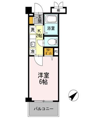 クレール加茂(1K/4階)の間取り写真