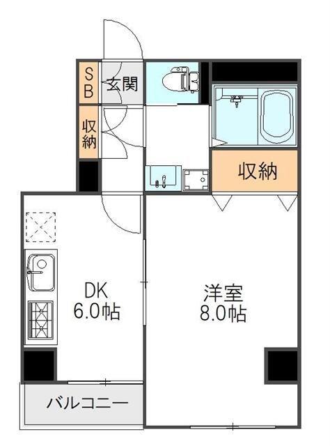 パークヒル綾瀬(1DK/4階)の間取り写真