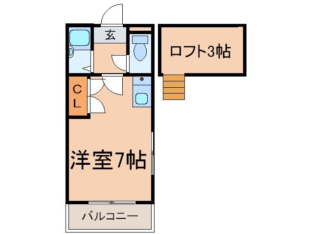地行ハイツ(ワンルーム/2階)の間取り写真
