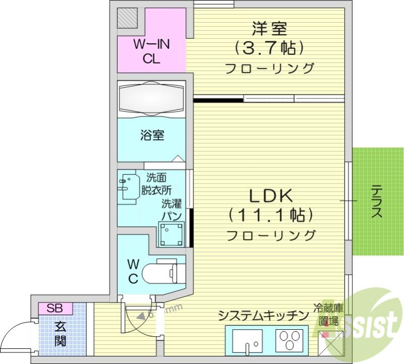 EXSESS(1LDK/1階)の間取り写真