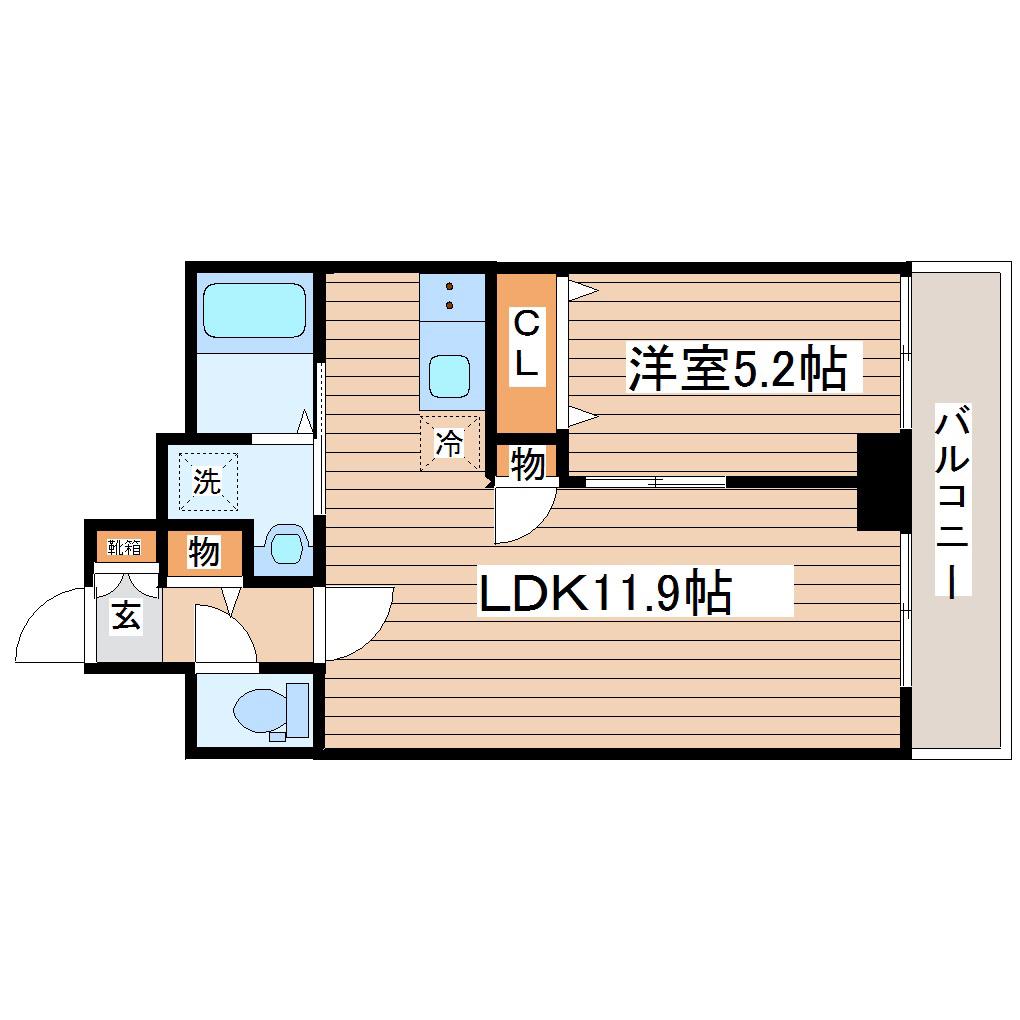 リーフ宮城野(1LDK/8階)の間取り写真