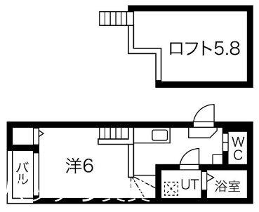 コードソレイユ柳ヶ枝町(1K/2階)の間取り写真