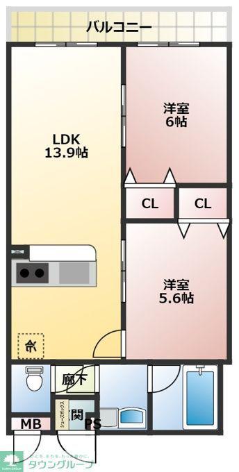 WSレジデンス(2LDK/6階)の間取り写真