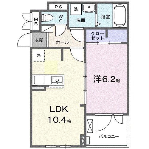 マグノーリエ(1LDK/2階)の間取り写真