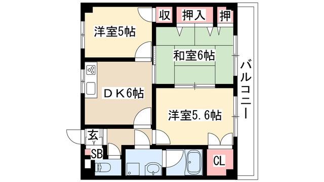 ハーモニアス元八事(3DK/7階)の間取り写真