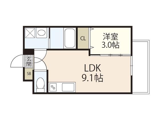 S-MOVE庚午北NEO(1LDK/2階)の間取り写真