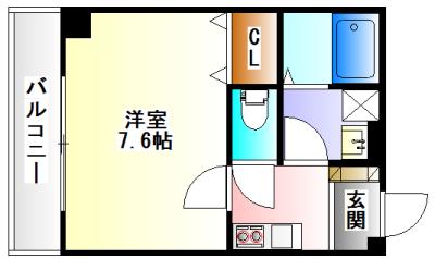 KORE・YIELDY神戸北(1K/2階)の間取り写真