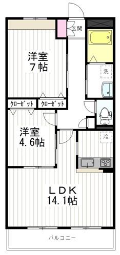 フォレスト サイド(2LDK/2階)の間取り写真