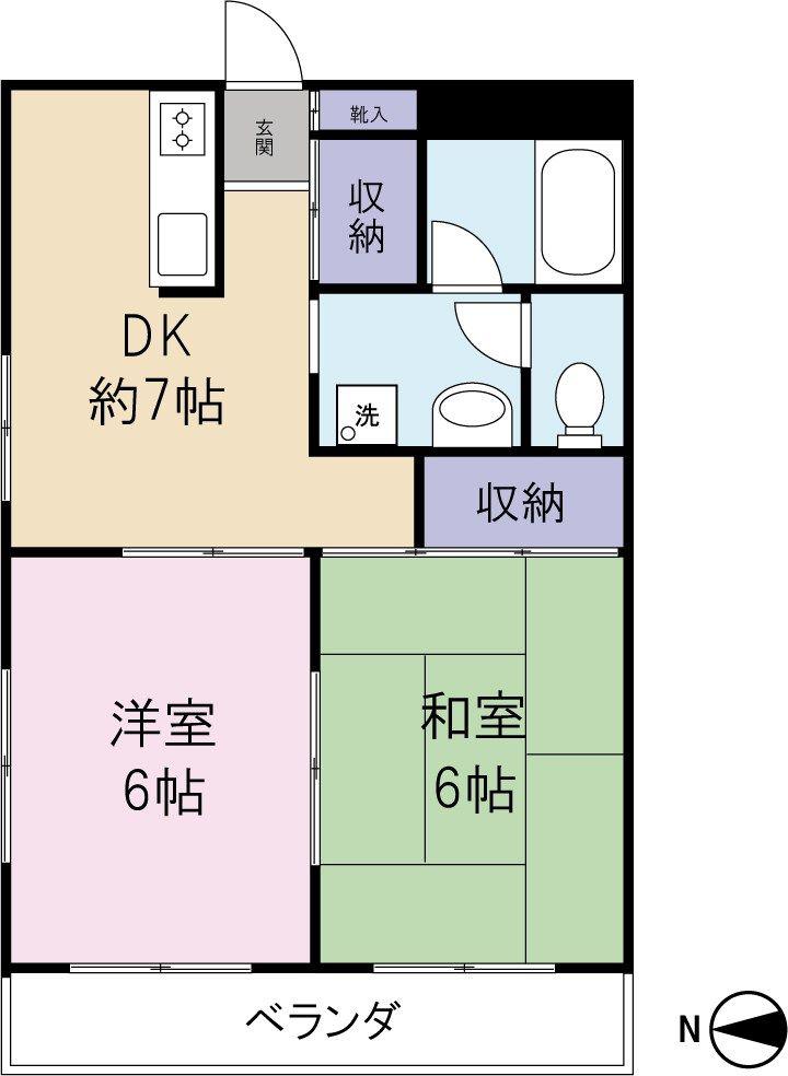 サンライズ春日(2DK/2階)の間取り写真