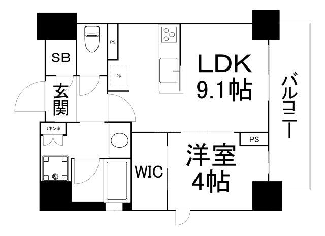 サクラティアラ新梅田(1LDK/2階)の間取り写真