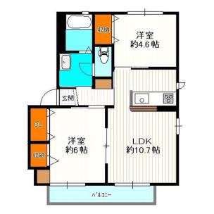 グランシード住吉(2LDK/2階)の間取り写真