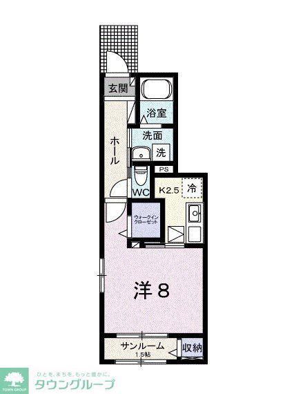 メゾン桜III(1K/1階)の間取り写真