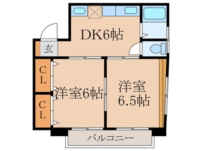 シャルマン鷺宮(2DK/2階)の間取り写真