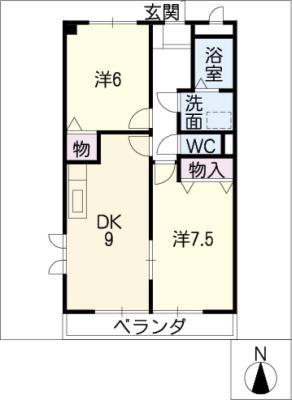 スプリーム13(2DK/1階)の間取り写真