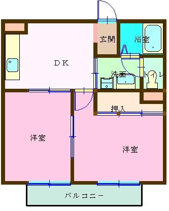 アッサンブラージュ(2DK/2階)の間取り写真