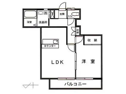 インターふじおか(1LDK/2階)の間取り写真