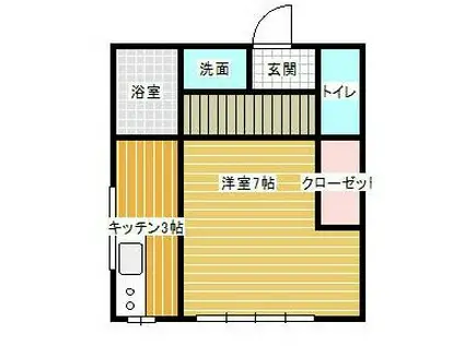 岡部ハイツ3号棟(1K/2階)の間取り写真