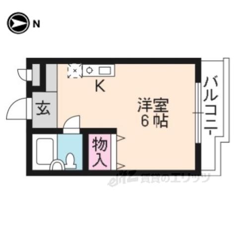プルシャン山科(ワンルーム/3階)の間取り写真
