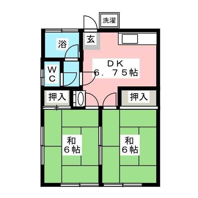 黎明荘(2DK/1階)の間取り写真