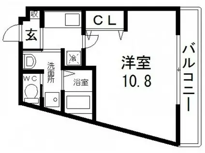 トライアングル(1K/2階)の間取り写真