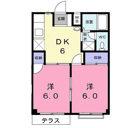 サマーディーンヤマイチ(2DK/1階)の間取り写真
