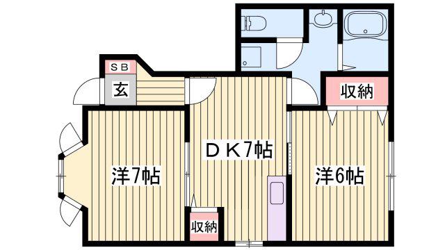 アメニティ10(2DK/1階)の間取り写真