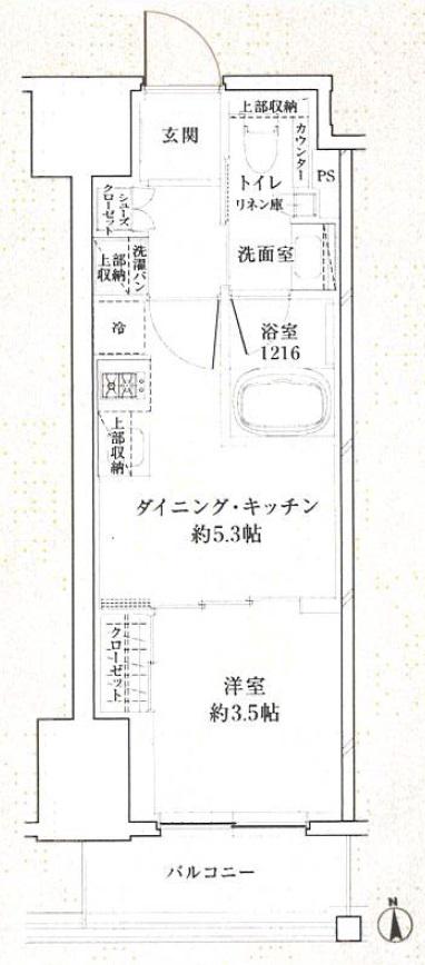 ザ・パークハビオ同心プレイス(1DK/5階)の間取り写真