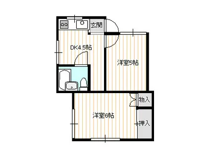 グリーンシャトー(2DK/1階)の間取り写真