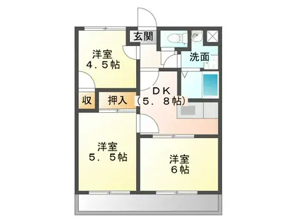 フォレストヴィラ(3K/2階)の間取り写真