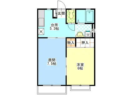 パティオ・カーサ(2DK/1階)の間取り写真